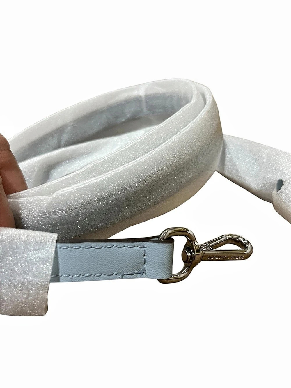 NWOT Michael Kors Baby Blue Handbag Strap, Silver Tone Hardware Branded,
1/4”w